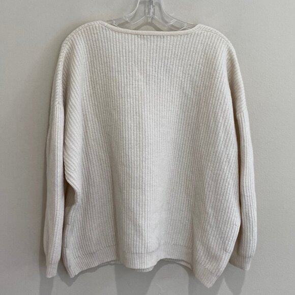 Jenni Kayne Cabin Cashmere Wool Sweater V-Neck Ivory (READ DESCRIPTION) - Picture 3 of 14